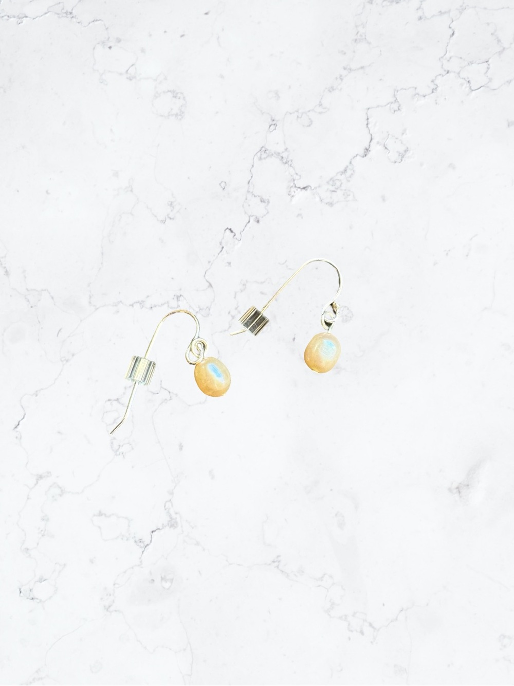 Freshwater Pearl Delicate Drop Earrings - Silver Tone